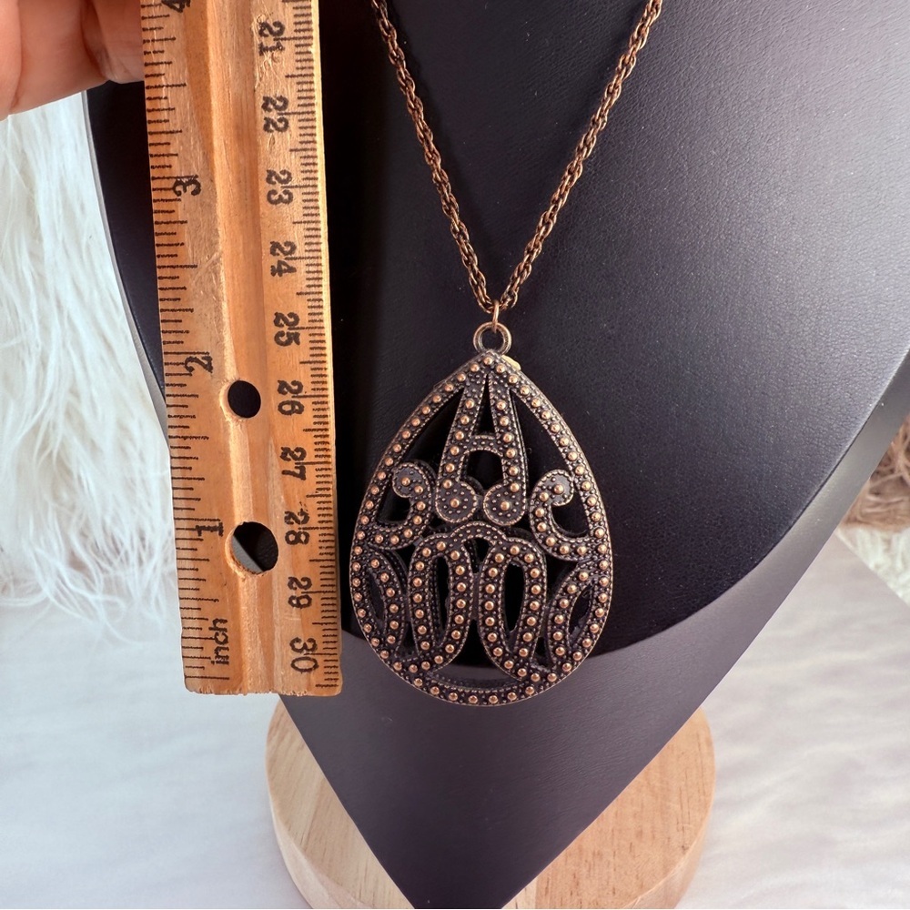 Bohemian chic, long Brown Teardrop Pendant Necklace - Picture 10 of 12